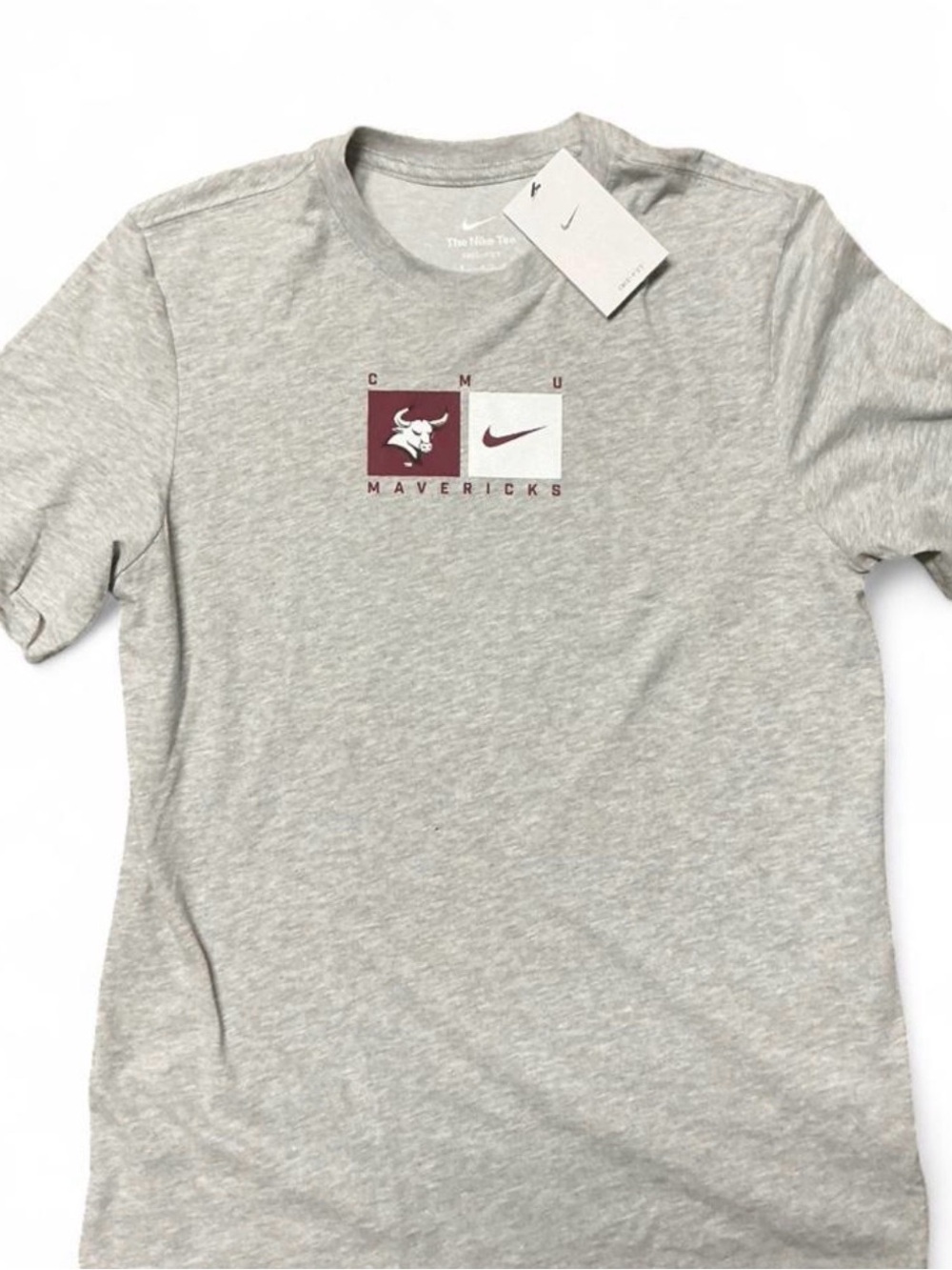 Nike Gray Crewneck T-Shirt with Maroon and White Mavericks Logo